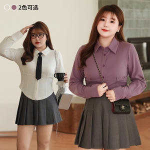 Chemise à manches longues en tricot pour femme Runqi, couleur unie, col chemise, en coton, avec boutons, pour tous les jours, N8746 - Product Image 2