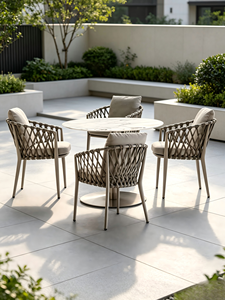 Nordic Rope Rattan aluminum Waterproof Dinning <b>Chair</b> Patio Restaurant Aluminium <b>Stackable</b> <b>Outdoor</b> Dining <b>Chair</b> for Garden hotel - Product Image 5