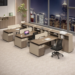 Bốn 4/6 người văn phòng Máy Tính Bàn nhân viên bàn hiện đại đơn giản nhân viên văn phòng bàn Ghế kết hợp bàn làm việc văn phòng - Product Image 3