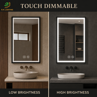 Miroir de salle de bain Joystar à LED avec éclairage frontal, cadre en fer couleur personnalisée, 50x70cm, tactile et à intensité variable, pour salles de bain d'hôtellerie