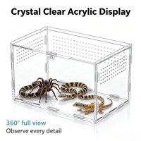 Enclos pour reptiles en acrylique, terrarium pour araignées, boîte d'élevage pour gecko, scorpion, serpent, habitat transparent ventilé, tarantule, personnalisé