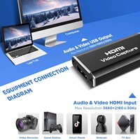 Tarjeta de Captura de Video 4K 60fps de Aleación de Aluminio para Dispositivos USB 3.0, para Transmisión en Vivo de Xbox, Grabación de Juegos en Formato MP4
