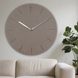 Modern Concrete Round <b>Wall</b> <b>Clock</b> Silent Quartz Needle Display <b>Grey</b> Decorative Timepiece for Living Room - Product Image 1