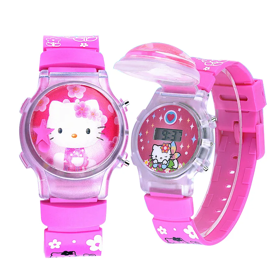 Hello Kitty Oplichten Digitale Led Roze Kleur Doos Kinderen Polshorloge