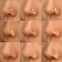 Bijou de piercing pour le nez style punk, pince d'oreille en forme de fleur de zircon, fausse bague de nez, bijou corporel, cadeau pour femmes et filles