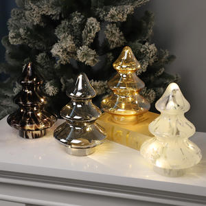 Juego de 5 árboles de Navidad de tamaño pequeño, tablero iridiscente multicolor iluminado, vidrio festivo, en venta - Product Image 6