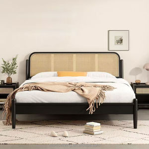 Letto Matrimoniale in Rattan Stile Antico Francese Vintage, Lussuoso e Durevole, per Camera da Letto Principale e Soggiorno - Product Image 5