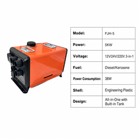 Chauffage de stationnement diesel tout-en-un 5KW 12V 24V 220V avec réservoir de carburant intégré, tension 3-en-1 pour camion, camping-car, maison