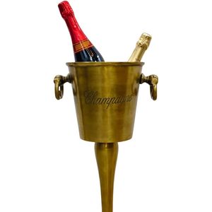 Seau à glace vintage en laiton sur pied, refroidisseur à champagne, support à boissons rond en métal, décoration de bar pour fêtes, capacité 5L - Product Image 2