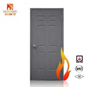 Komersial Wh Menyetujui 1.5 3 Jam Fire Rated Desain Eksterior Model Pintu Baja Logam Berongga Metalik