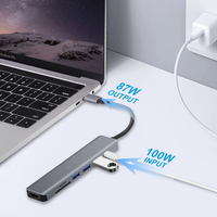 Hub USB-C multiport 7-en-1 en alliage d'aluminium avec station d'accueil HDTV, emplacements SD/MicroSD TF, USB 3.0/2.0 en stock pour ordinateur portable et téléphone