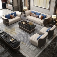 Ensemble de canapés sectionnels européens en cuir véritable de luxe Combinaison élégante Mobilier de salon et de bureau Design dernier cri pour l'élégance de la maison