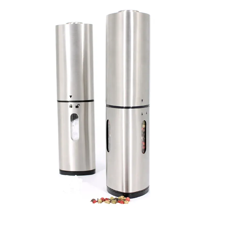 Kitchen Stainless Steel Electric Battery Operated Salt Pepper Mill Grinder Machine with Led Light