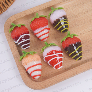 Décoration de fraises enrobées de chocolat artificielles, fruits artificiels réalistes pour la décoration de la table de la cuisine à la maison, ornements de bricolage - Product Image 3