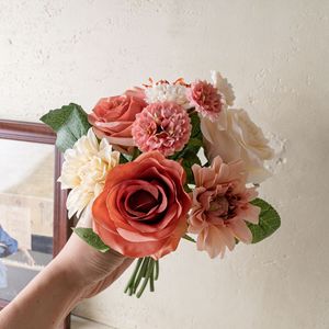 ดอกกุหลาบประดิษฐ์ CallaFloral ดอกดาห์เลียสีฟ้าอมสีแดงประกาย สำหรับตกแต่งงานแต่งงานและตกแต่งบ้าน - Product Image 2