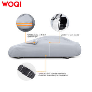 Funda para coche Woqi para coches compactos, color plateado, impermeable, protección UV, transpirable, tela de tres capas, uso interior y exterior - Product Image 1