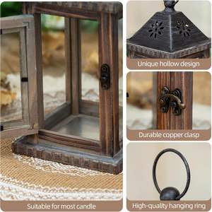 Modern Wooden <b>Lantern</b> Holder with Minimalistic Design Sturdy Build for Daily Use Ideal for Weddings Festivals and Home Decor - Product Image 2