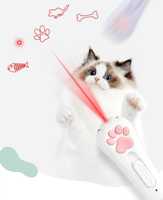 USB Charging Multi-function Laser Cat-teasing Keychain and 5 Patterns Pet Cat Laser Toy Led Light Interactive Laser Pointer Toys