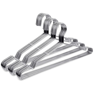 Clothes <b>Hangers</b> 50 Pack Glossy Stainless Steel Wire Coat <b>Hangers</b> Non Slip Heavy Duty Multifunctional Bathroom Wardrobe Living - Product Image 1
