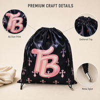 Sac d'emballage en satin marron 20*30 cm avec cordon de serrage pour promotion, logo personnalisé imprimé, pochette de luxe pour rangement de perruques et extensions capillaires