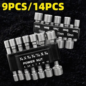 Power Nut Socket Set Metric 5 5.5 6 7 8 10 12 Mm Hex Shank For Automotive And Household Repair Tools - Product Image 2