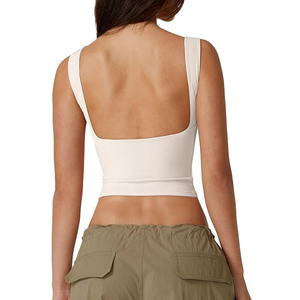 Haut court sexy Y2K pour <span class=keywords><strong>femme</strong></span>, personnalisé en usine, dos ouvert, sans manches, col rond, coupe ajustée - Product Image 1