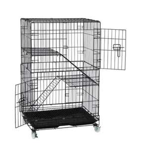 Cage d'embarquement pour chat double en métal massif avec plateau en plastique Cage pour chat d'occasion à vendre - Product Image 6