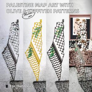 Mapa de Palestina de Madera con Hojas de Olivo y Patrones de Keffiyeh, Precio de Fábrica - Product Image 2