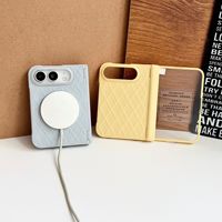 Étui Minibook pour iPhone DUO, motif losanges, en cuir PC, coque de téléphone tout-en-un, fixation magnétique, protection intégrale