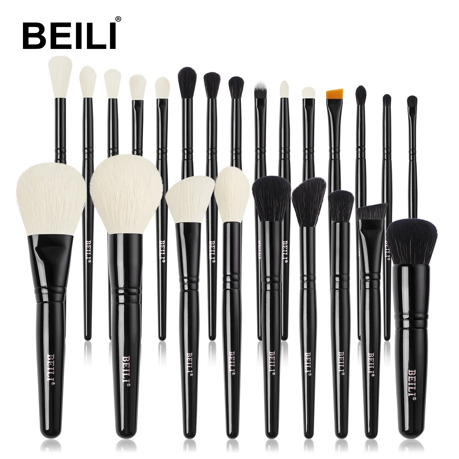 BEILI 24pcs custom logo professional high end all black high quality makeup brush cosmetic tools makeup set