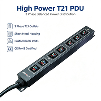 Kabinet Server Pusat Data Efisiensi Tinggi Tiga Fasa 7 Jalur T21 S21 P33 PDU 415V 63A Rak PDU Unit Distribusi Daya