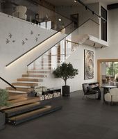 Escalier flottant droit à une seule poutre en acier et bois pour loft