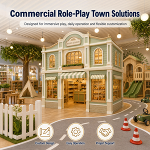 Village de jeu de rôle en bois modulaire à <span class=keywords><strong>deux</strong></span> étages, maison de marché avec auvent vert, devanture de magasin, testé par une tierce partie, projet FEC - Product Image 1