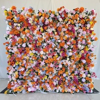 Mur de fleurs artificielles 5D colorées faites à la main en soie, fond printanier, roses jaunes, roses, verdure, pour mariage, remise de diplôme, Noël
