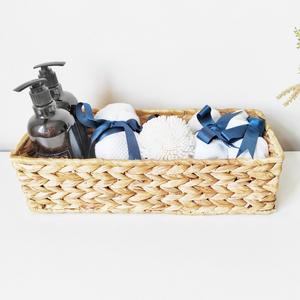 Panier de rangement rectangulaire en jacinthe d'eau tressée fait main, lot de 12, pour salon, cuisine, organisateur de bureau, panier en rotin - Product Image 5