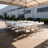 Table pliante multifonctionnelle en plastique HDPE de 6 pieds avec cadre en acier pour stand d'exposition
