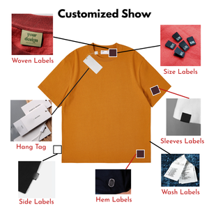 Camisetas de Diseñador Bordadas Lisas para Hombre al por Mayor, Camiseta de Corte Holgado, Camiseta de Algodón Grueso con Logotipo Personalizado Impreso - Product Image 2
