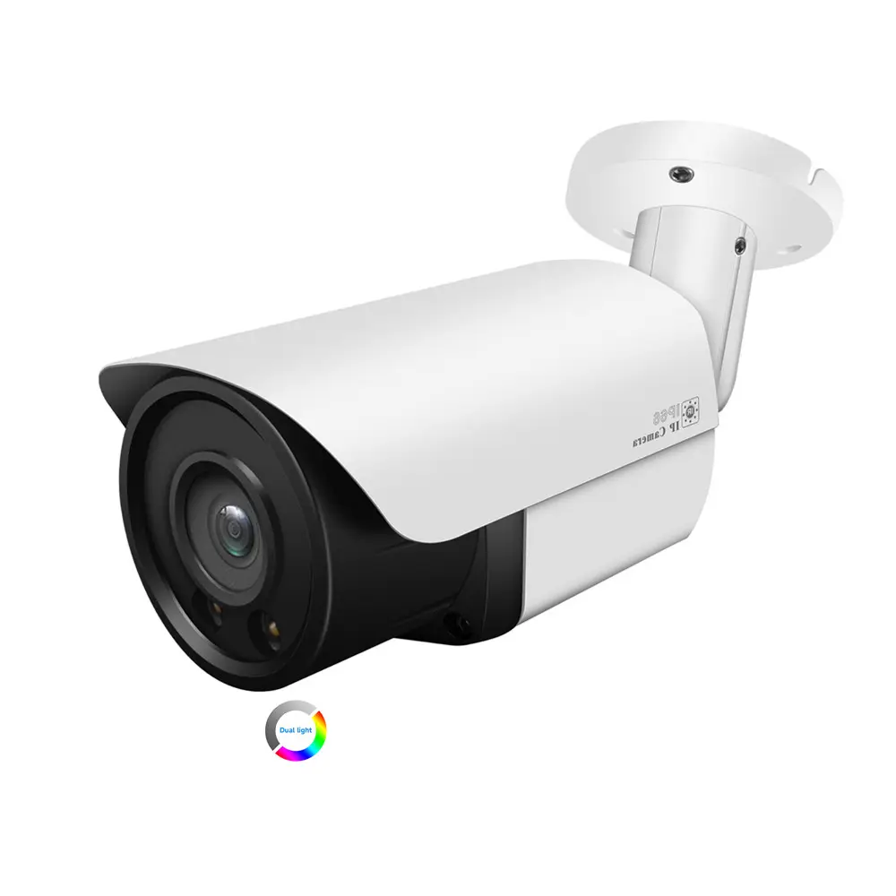 6MP Dual Light Full Color and IR Night Vision IP Bullet Camera support Two-way Audio Talk AI Human Body/Vehicle Recognition