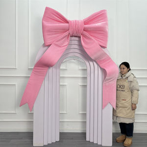 โบว์กำมะหยี่สีชมพูขนาดใหญ่ ลดราคาพิเศษ โบว์ขนาดยักษ์สำหรับตกแต่งงานแต่งงานและฉากหลัง - Product Image 5