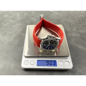 Reloj mecánico impermeable de súper calidad, 40 mm, movimiento de fábrica, esfera negra, reloj de buceo con correa roja. - Product Image 6