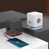 Desk Surge Protector Power Strip Eu Cube Power Strip Desktop Outlet 3 Way Cube Socket con USB y cable de carga