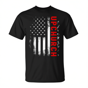Camiseta Upchurch con bandera americana, diseño patriótico negro para hombre - Product Image 2
