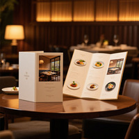 Design gratuit Flyer de restaurant Carte de visite Carte de couleur Brochure pliante imprimée avec la technologie numérique Couverture rigide Menu à emporter