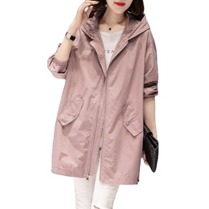 Gabardina para <span class=keywords><strong>mujer</strong></span>, abrigo informal de primavera y otoño de longitud media para <span class=keywords><strong>mujer</strong></span>, abrigo de moda con capucha de temperamento femenino - Product Image 1