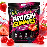 Gummies protéinés à la fraise avec isolat de protéines de pois sans sucre, 20 unités, supplément nutritionnel sportif à croquer, usine OEM