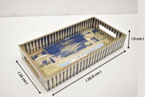 Juego de 3 bandejas de servir de resina decorativa de lujo con detalles dorados, estilo moderno, organizador de mesa, apto para lavavajillas - Product Image 2