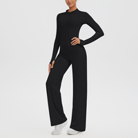 Ensemble de sport pour femmes avec veste à col montant zippée à manches longues et pantalon évasé taille haute, tenue 2 pièces, vêtements de yoga doux, 7 couleurs