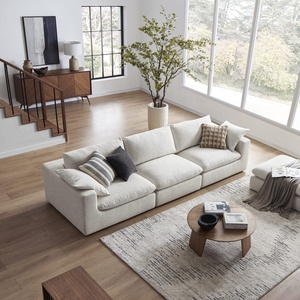 <span class=keywords><strong>Canapé</strong></span> d'angle modulable convertible carré étendu et moderne avec ottoman, 4 pièces, chaise longue réversible, en plumes, pour salon - Product Image 3