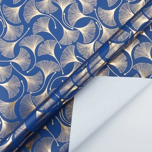 Custom Gold Ginkgo Pattern Metallized Recyclable <b>Paper</b> <b>Roll</b> Digital Printing Compatible <b>Blue</b> Eco-Friendly Gift Craft Packaging - Product Image 5
