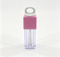 Envases al por mayor para aceite labial cuadrado, tubos de brillo labial con etiqueta personalizada y tapa de rosca con brocha